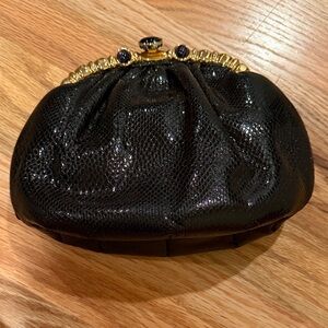 Judith Leiber Black Clutch with Gold Details
